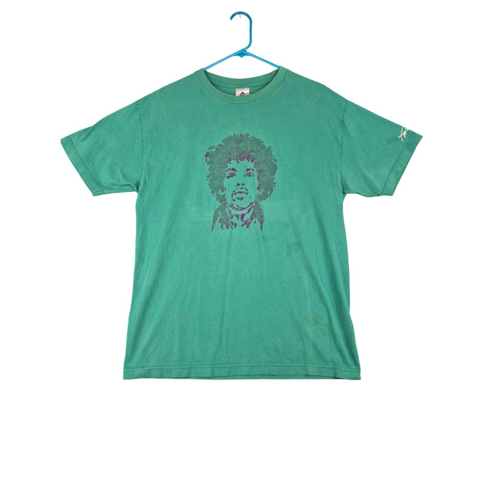 Vintage Jimi Hendrix Graphic T-Shirt Green Purple Portrait Mens Large Alstyle